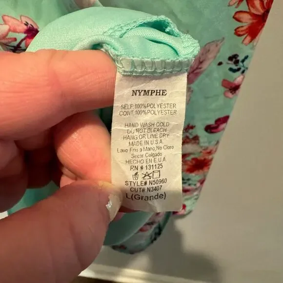 NYMPHE - Romantic Beachy Green Floral Dress | Size L - Picture 11 of 15